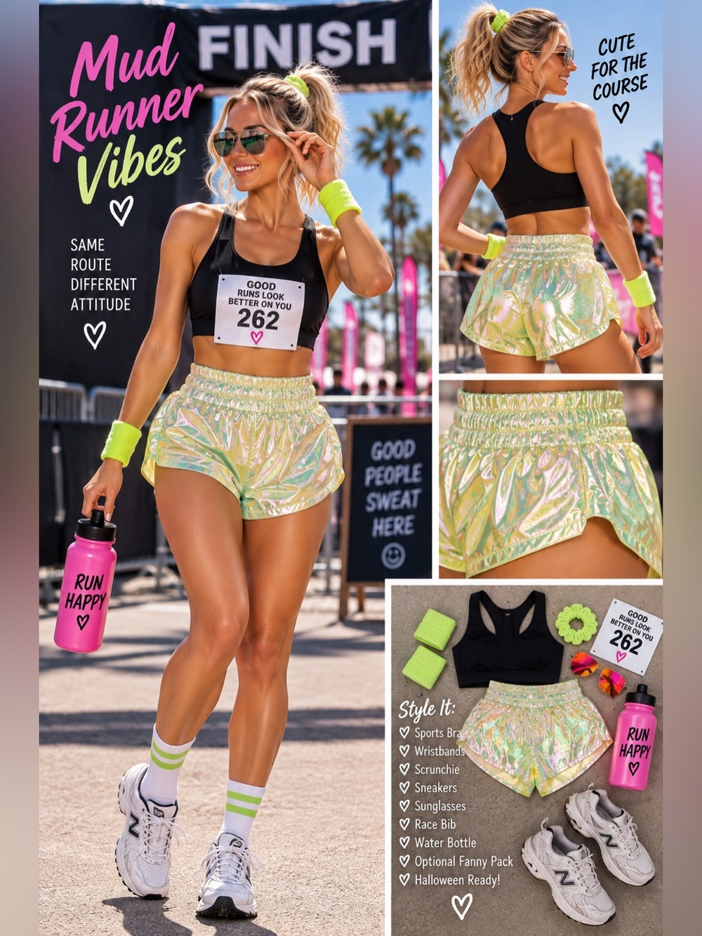 Holographic Iridescent Running Shorts - 1151-1159